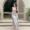 Cold ink butterfly floral suspender dress women, summer new French chic and beautiful temperament dress