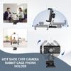 Adjustable Cell Phones Clip Clamp Holder for Photography Built-in Double Cold Shoe Mount Support 360 Degree Rotation