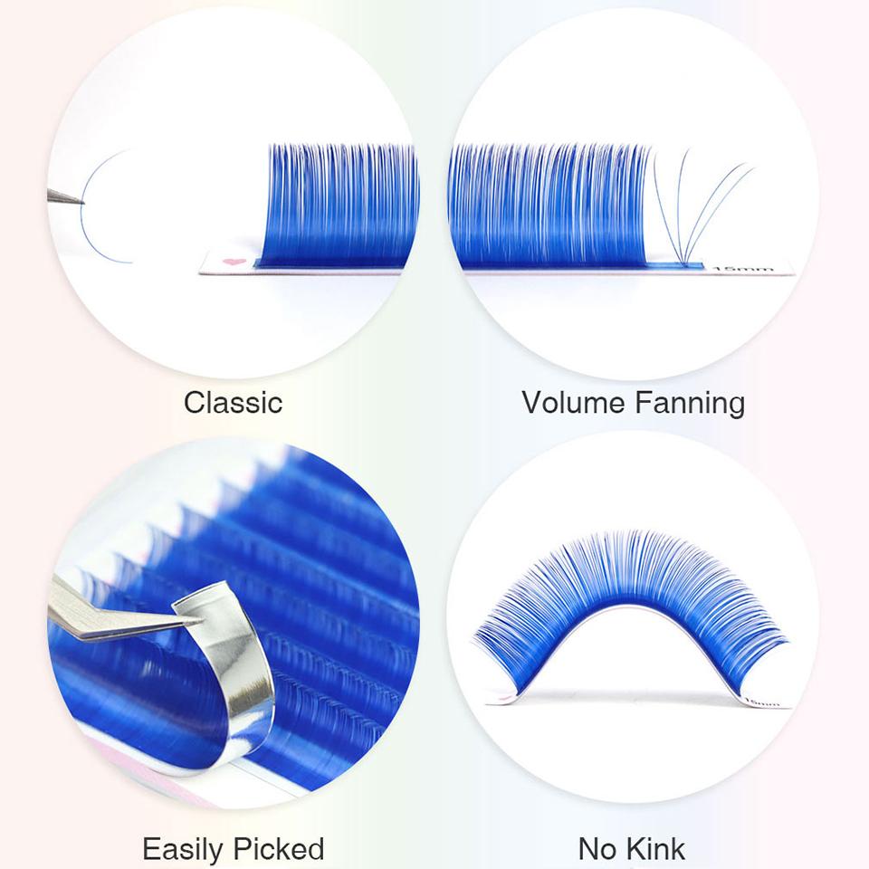 AGUUD UV Colored Eyelash Extension Individual Lash Faux Mink Classic Red Green Brown Blue Purple Pink Lash Colorful Makeup Lash