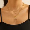 Naszyjnik dla Kobiet Łańcuszek na obojczyk Naszyjnik z Krzyżykiem Design Sens Minimalistyczny Wielowarstwowy Naszyjnik z Krzyżykiem Piękny Elegancki Naszyjnik dla Niej