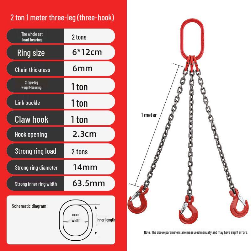 G80 Manganese Steel Hoist Chain Sling with Eye Hook - Single, Two, or Four Legs