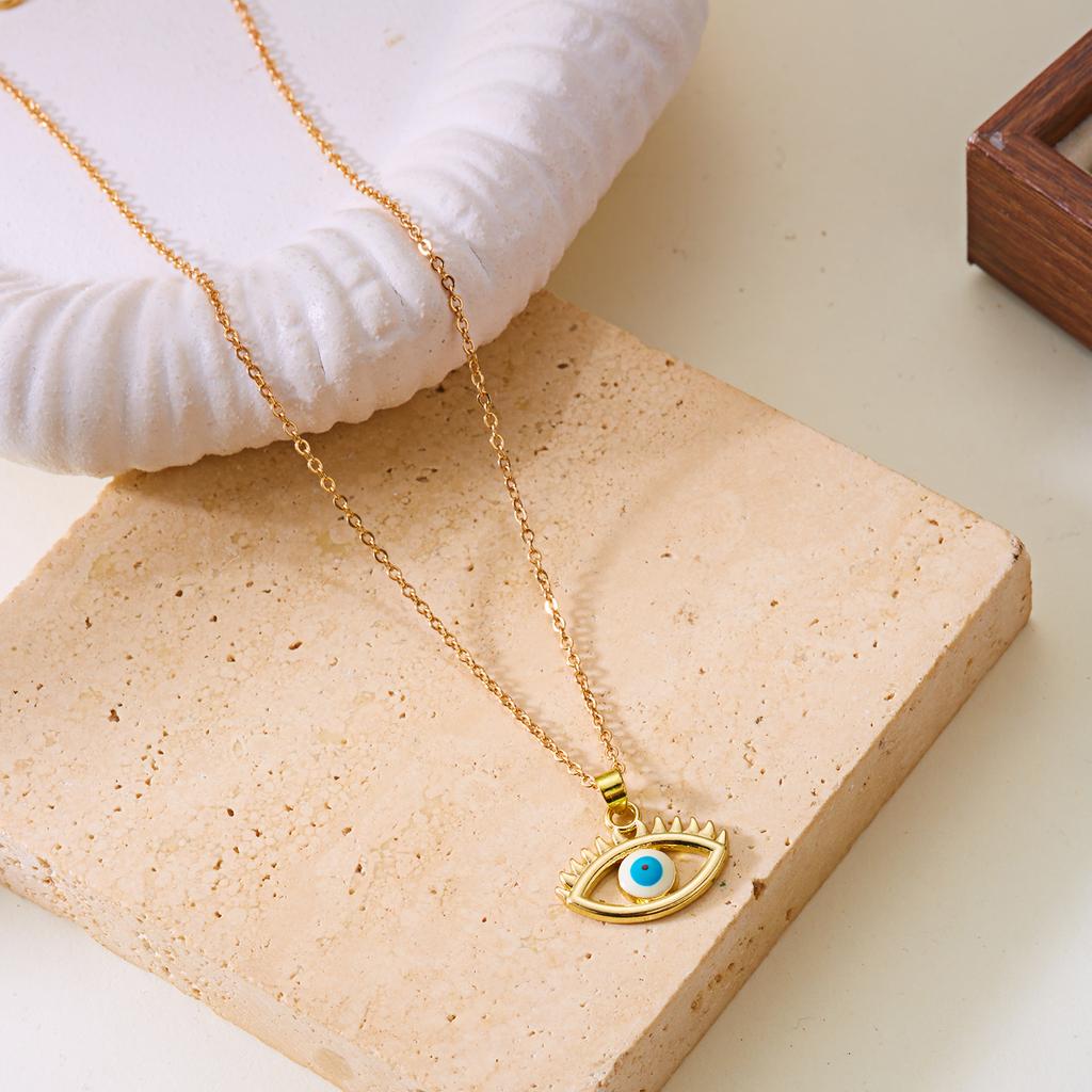 Mystical Evil Eye Blue Bead Necklace for Women Protective Colorful Pendant Paper Card Necklace Friendship Jewelry Gifts