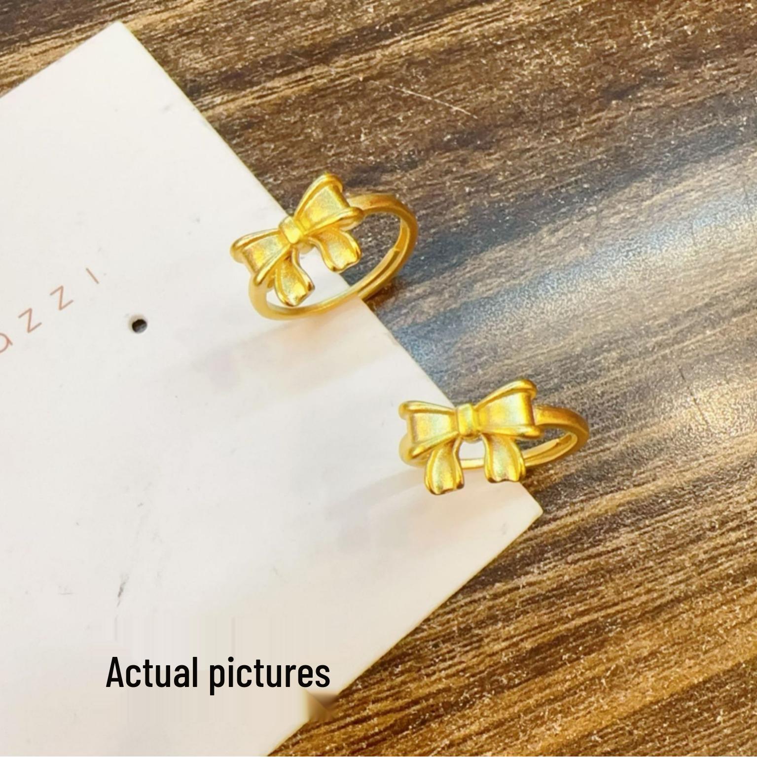 Xiaohongshu Runaway Princess Gold Adjustable Bow Ring: Versatile Women s Jewelry