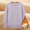 Men's Winter Lambswool Round Neck Hoodie, Thick Warm Solid Color Pullover with Plus Velvet Base Layer.