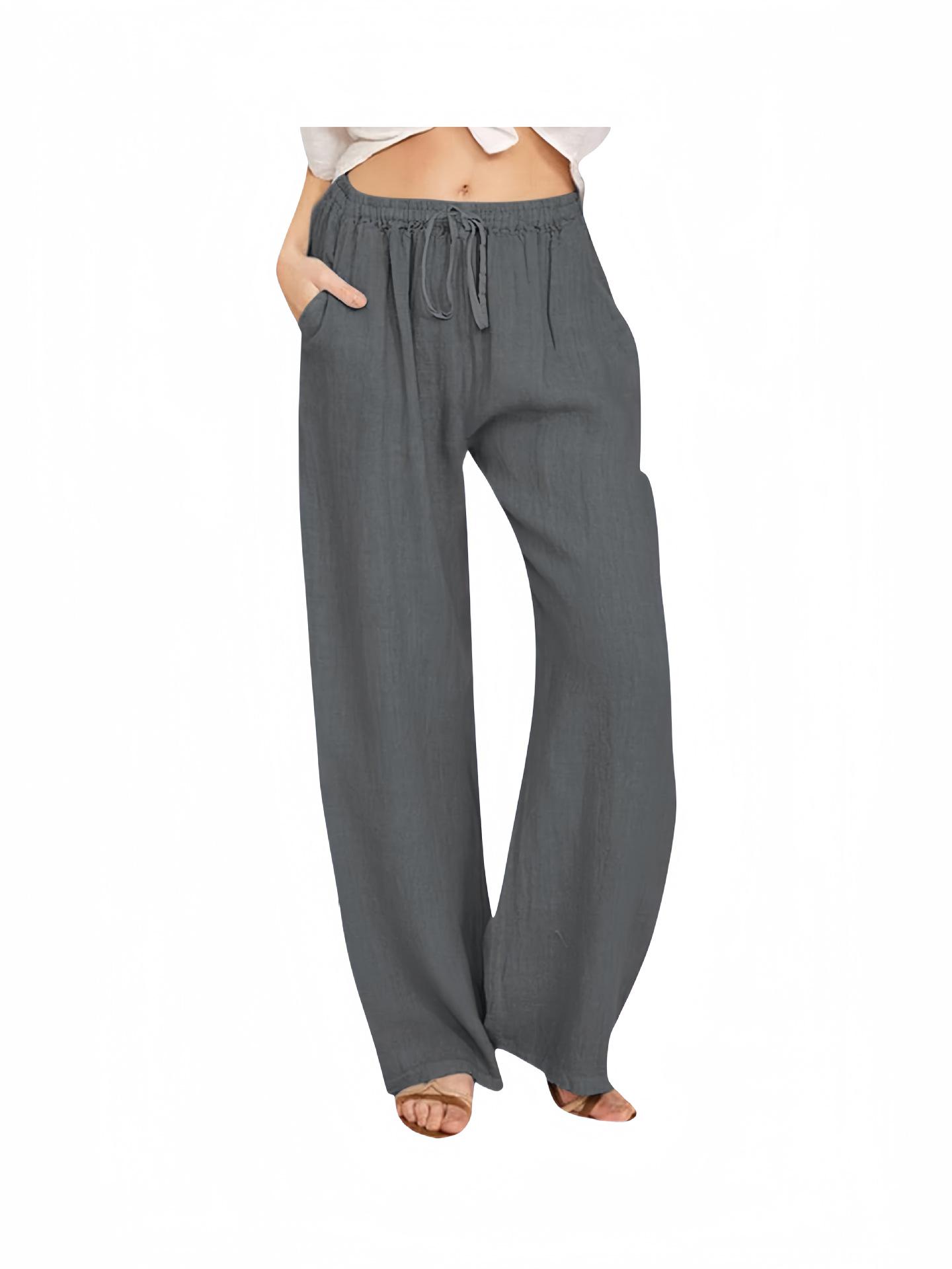 

Женские повседневные летние брюки с широкими штанинами на кулиске и карманами, 2024 2XL