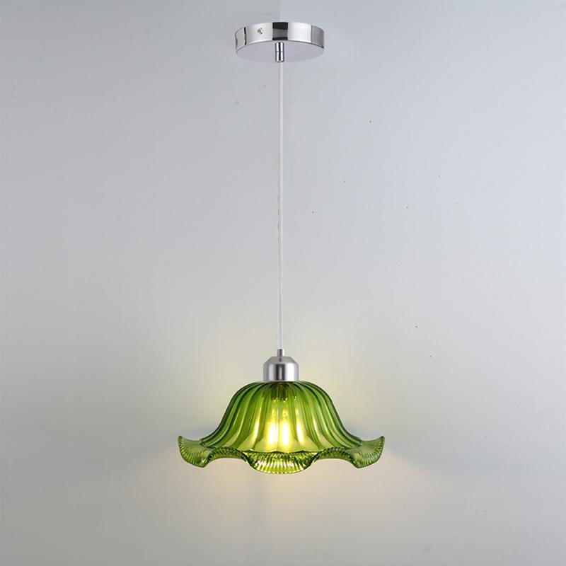 Green Glass Pendant Lamp Retro Drifting Window Bedhead Clothing Store Bar Creative LED Chandelier Home Decor Light Hanging Room