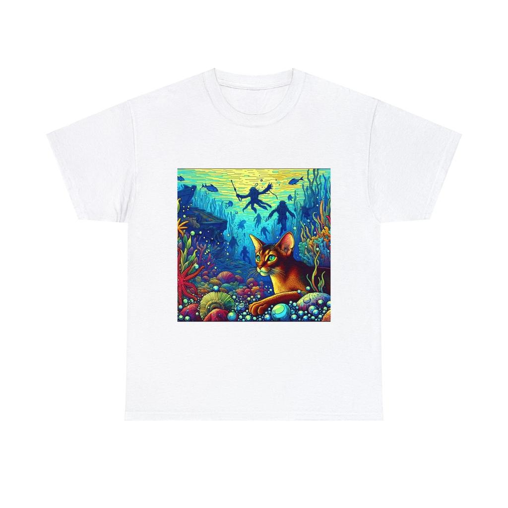 Unisex Adult T-Shirt Psychedelic Cat Underwater Adventure Vibrant Colors
