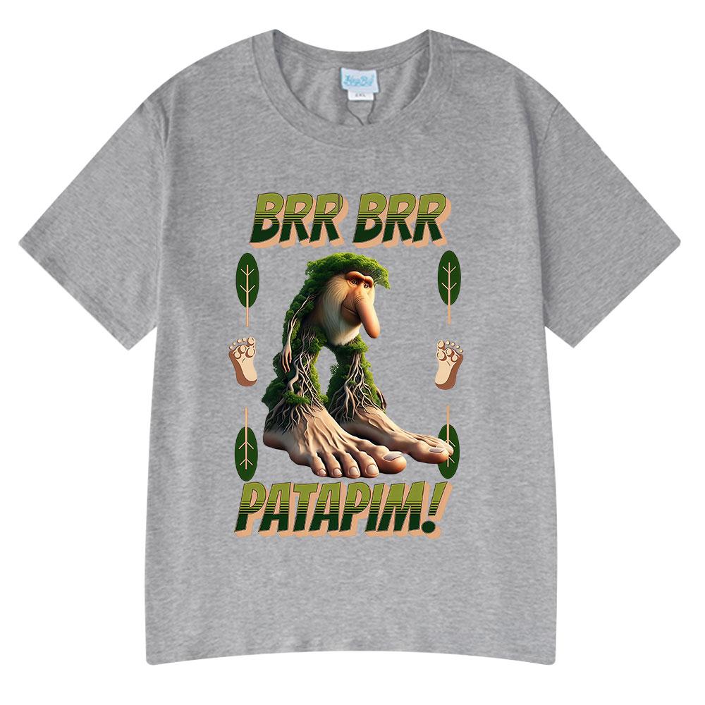 Brr Brr Patapim T-Shirt Lustiges Italienisches Brainrot Meme Grafik T-Shirt Männer Frauen Kleidung Sommer 100% Baumwolle Gemütliche Weiche T-Shirts Oberteile