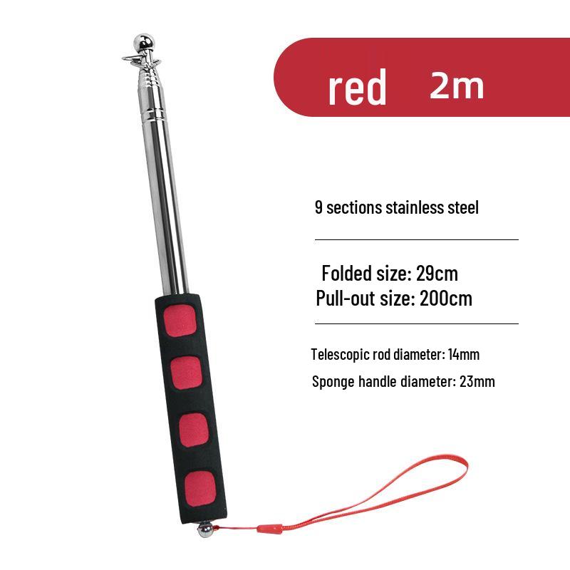 2m Retractable Stainless Steel Tour Guide Baton & Flagpole