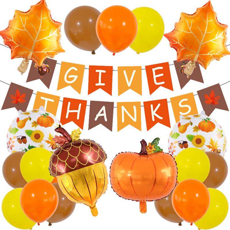 Thanksgiving Autumn Harvest Balloon Set: Turkey, Maple Leaf, Pumpkin Decorations
