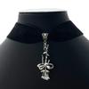 Velvet Rose Bow Pendant Choker - Dark Gothic Punk Y2K Style