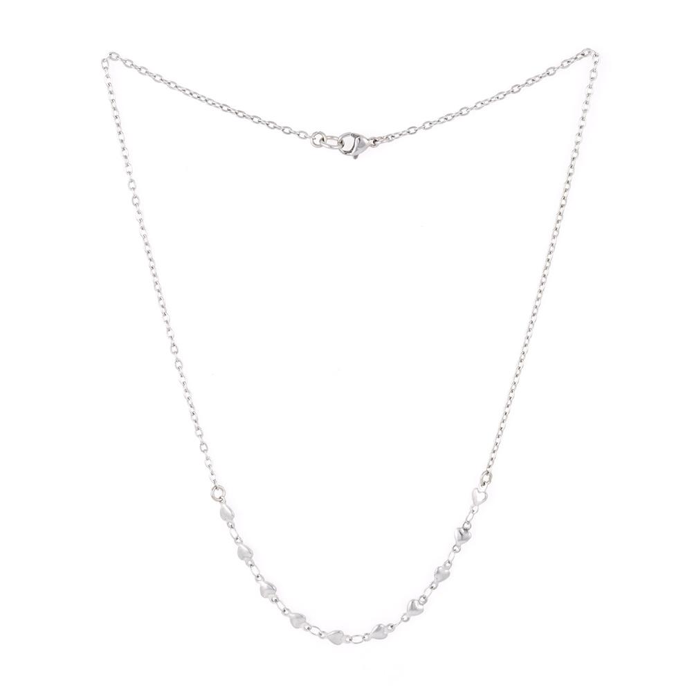 Jbans Classic Heart Chain Part Surgical Steel Chain Necklace (J2302-An145_Sv)