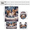 4Pcs Adorable Kittens Shower Curtain Set with Non-Slip Bath Mat, Toilet Lid Cover, Contour Rug & 12 Hooks, Bathroom Decor
