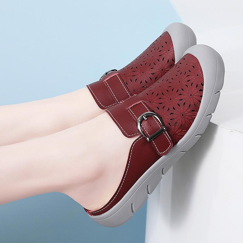 Summer Women's Sandals Backless Slippers Beach Flat Shoes Closed Toe Casual Soft Walking Clogs for Girl Plus Size