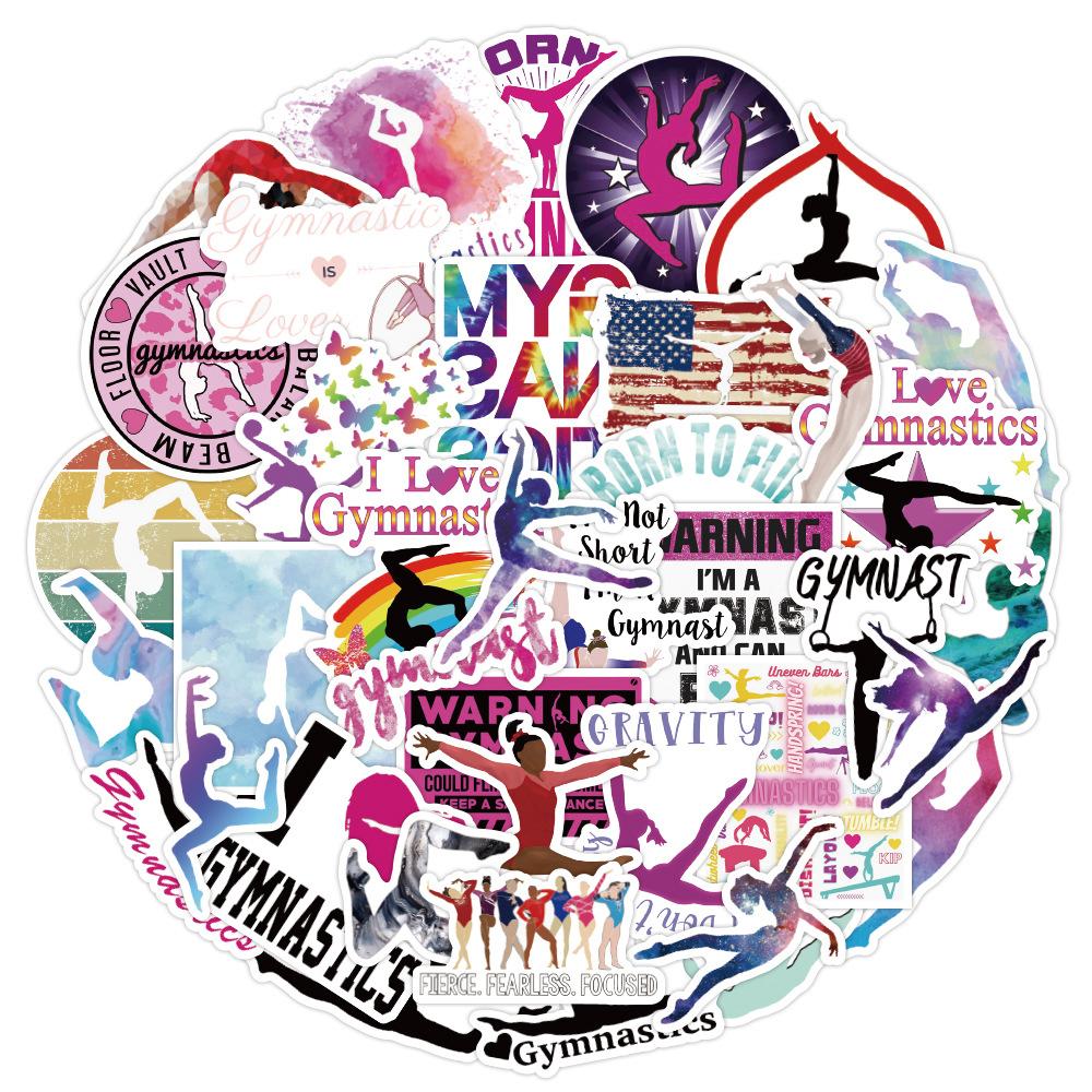 10/30/50/100pcs Sports Gymnastics Cartoon Stickers Creative Graffiti Sticker Water Bottle Phone Suitcase Decals Decoration Gift