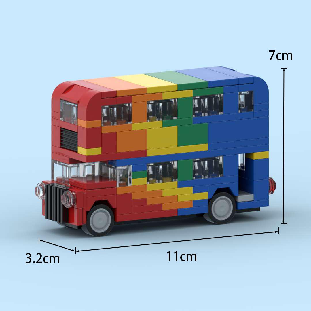 Нетоксичный Moc Радужный Двухэтажный Автобус Строительные Блоки Образовательная Модель для Сборки для Детей Идеальный Праздничный Подарок Развивает Креативность