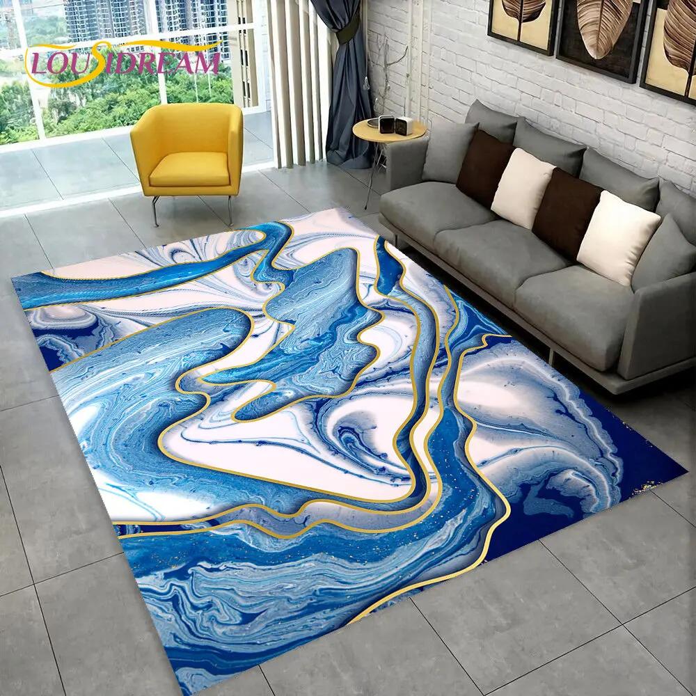 3D Colour Gold Nordic Marble Splendid Area Rug,Carpet for Home Living Room Bedroom Sofa Doormat Kitchen Decor,Non-slip Floor Mat
