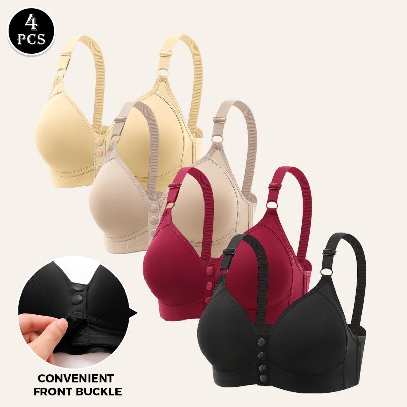 Women Front Clasp Wire Free Back Beautifying Tank Style Thin Plus Size Bra