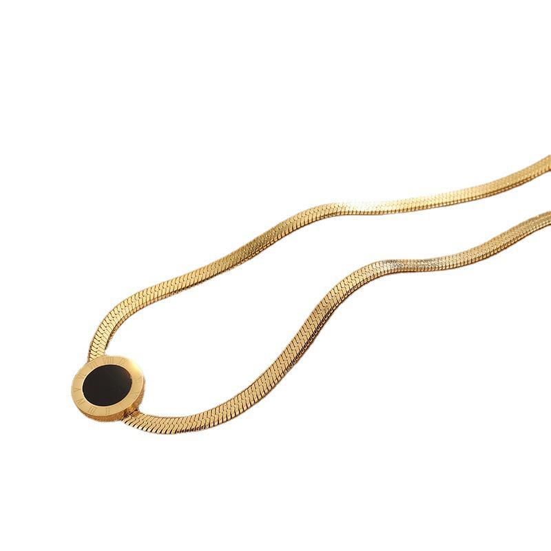 Halskette im koreanischen Stil aus Titanstahl mit römischen Ziffern, Luxus, Damen-Schlüsselbeinkette, schlicht, stilvoll, Nischenschmuck.