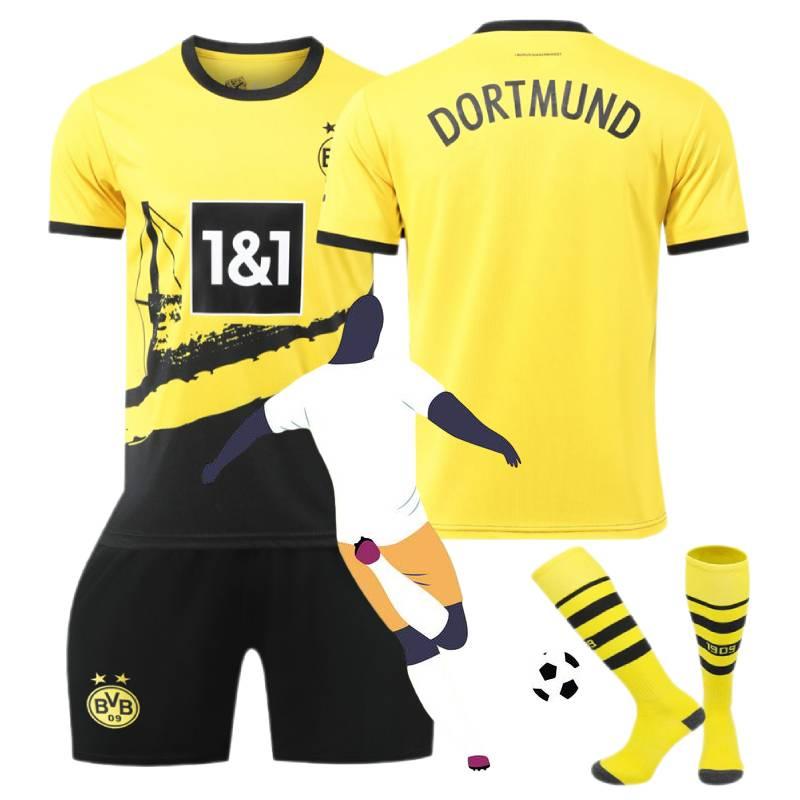 2324 Domácí dres Dortmundu pro děti a dospělé Materiál z polyesterových vláken Fotbalová uniforma