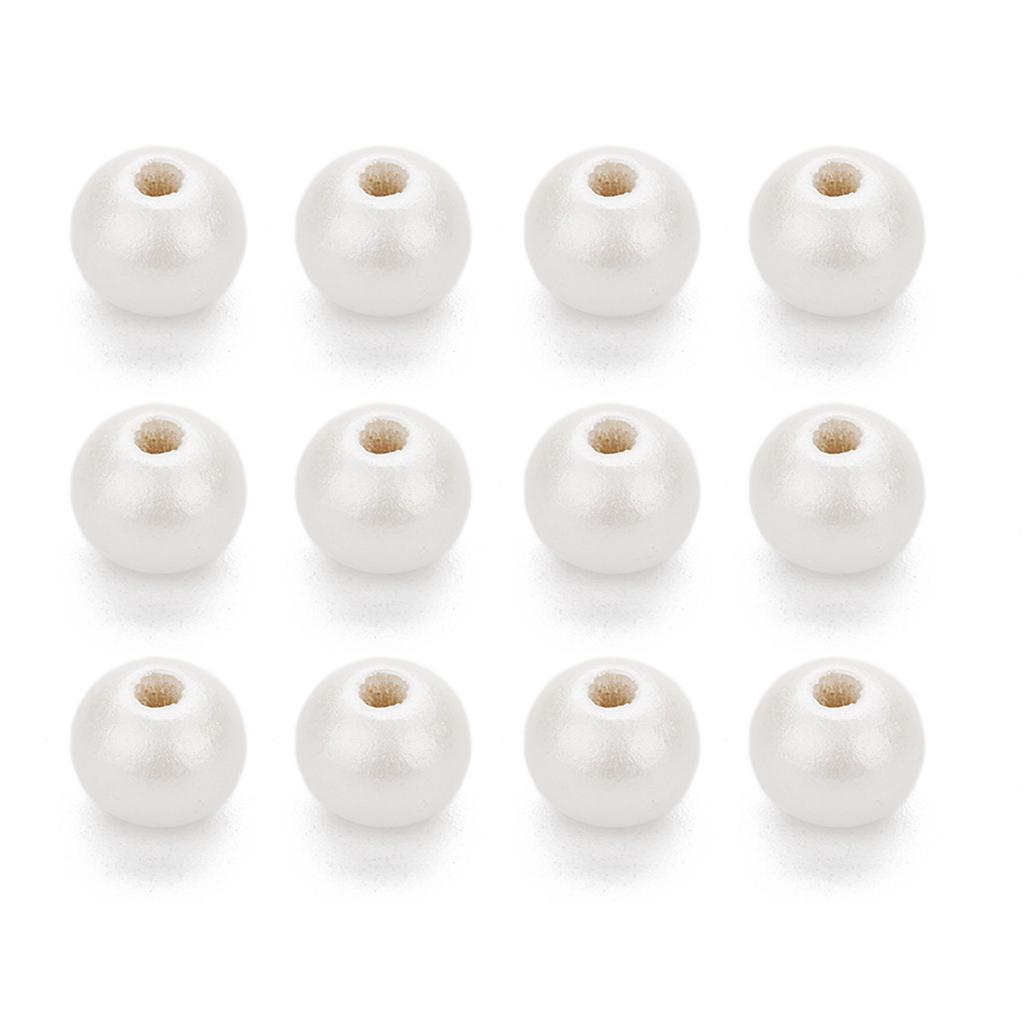 100 τεμάχια Pearl White Βαμμένες Ξύλινες Χάντρες Spacer Jewelry Κατασκευή 8mm