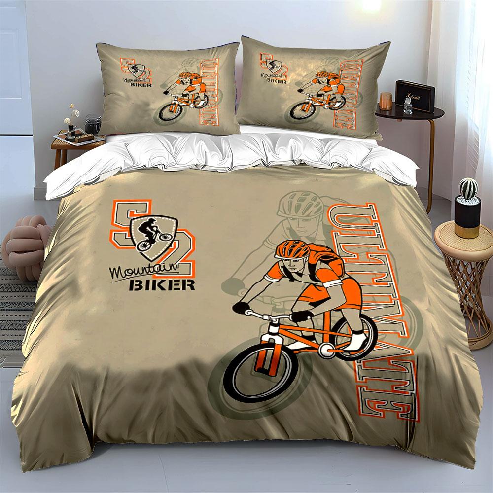 Mountain Biker Graphic Set Bedding Duvet Cover Set Duvet Cover Pillowcases  (1*Duvet Cover 2*Pillowcases, without duvet insert)