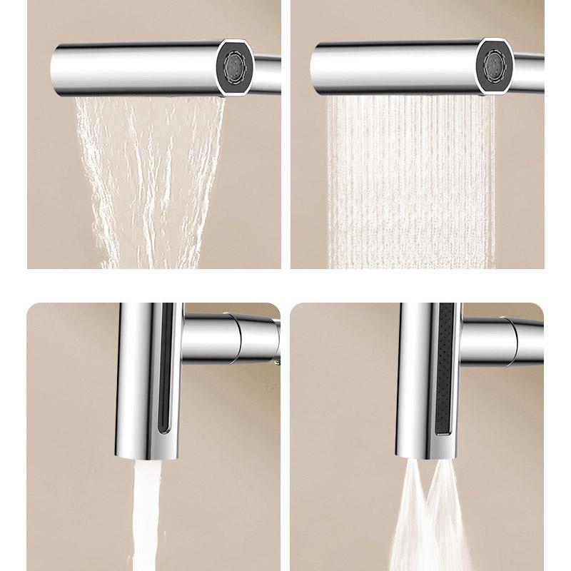 4-mode Multi-angle Rotating Kitchen Faucet Hot and Cold Water Multi-function Sink Splash-proof Stainless Steel Faucet