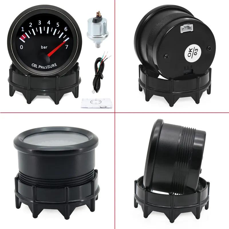 52mm Car Oil Pressure Gauge Sensors Modification 0-7 BAR Oil Pressure Meters for Truck Car 12V Oil Press Sensor M10x1 NPT1/8