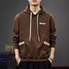 American Casual Color Matching Pocket Long-Sleeved Men'S Sweater Autumn Simple Embroidery Loose Heavy Hooded Jacket