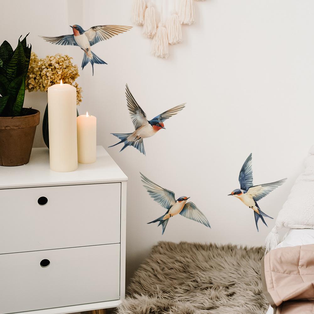 Painted Bird Stickers for Bedroom Living Room Entrance Hall Home Background and Wall Beautification