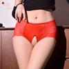 Sexy Men Lace Sheer See Through Briefs Oil Glossy Shiny Satin Smooth Open Crotch Breathable Underwear U Convex Pouch G-String