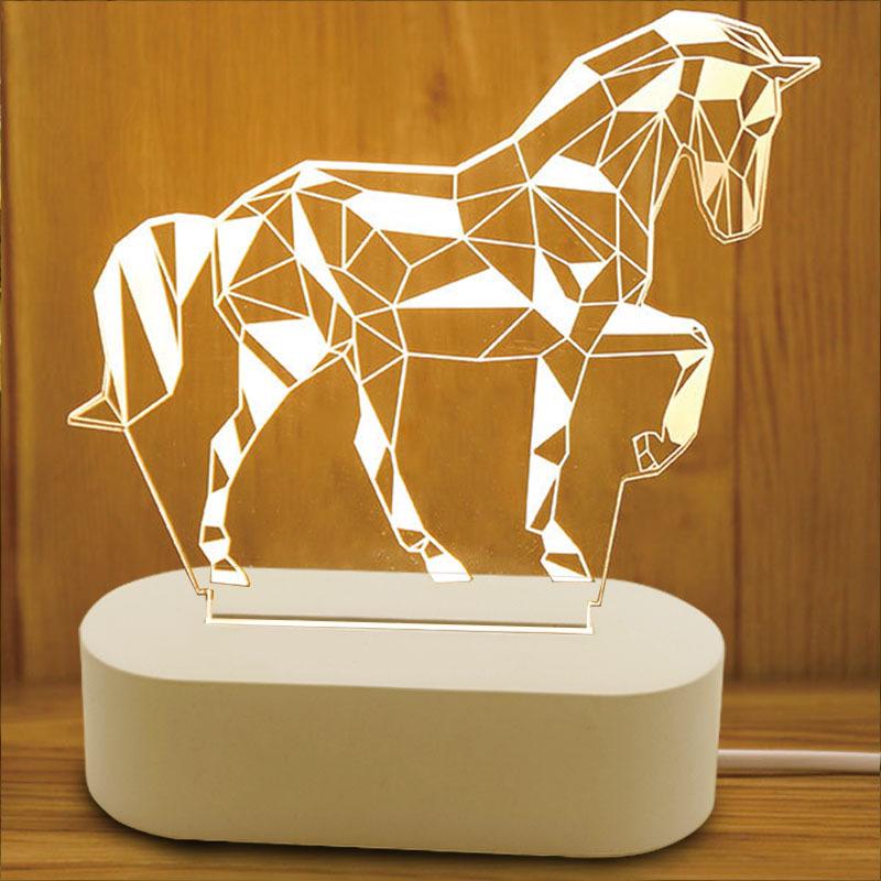 3D Acrylic Night Light: Creative Three-Color Table Lamp for Bedroom and Gifts