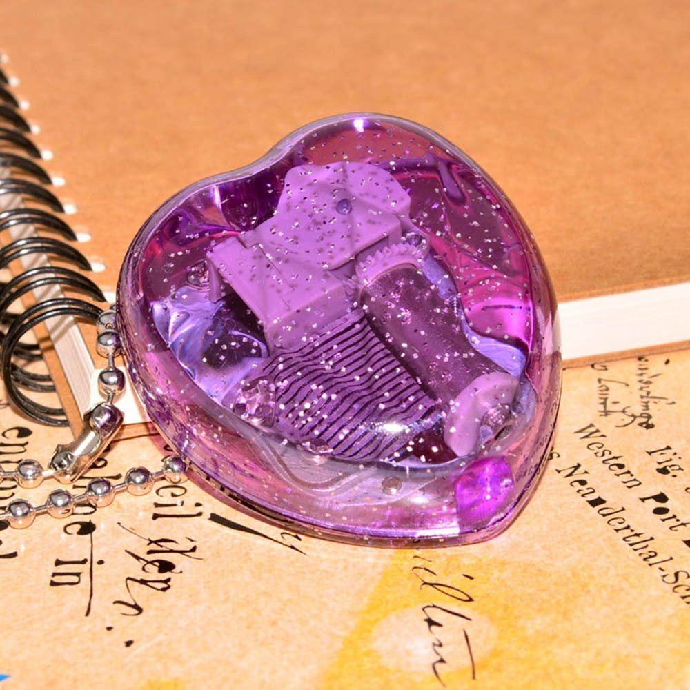 

4Colors Mini Heart-Shaped Girls Musical Box Castle In The Sky Key Chain Music Box Gift for Kids фиолетовый