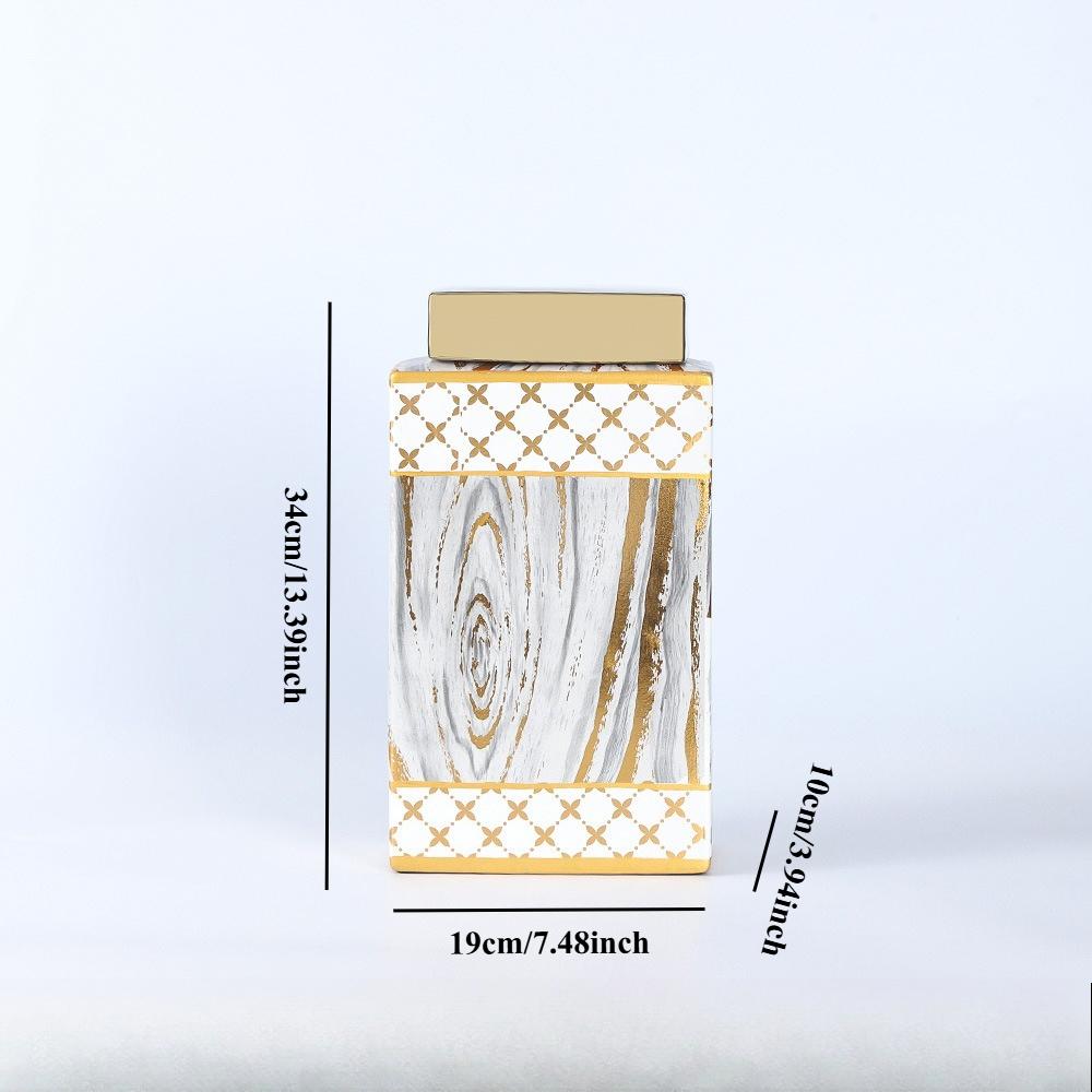 Light Luxury Three In One Ceramic Jar with Lid, Home Decoration, Handicrafts, Storage Cabinets, Vases, Multi-purpose Design