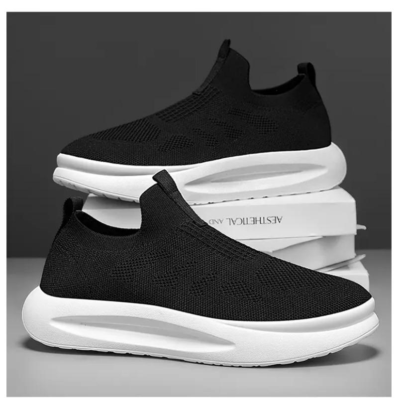 Men's Breathable Knit Slip-on Sneakers Lightweight Non-slip Casual Walking Shoes Comfortable Daily Footwear