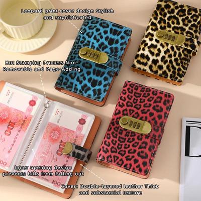 Leopard Print Piggy Bank: Large Capacity Password Lock Money Book