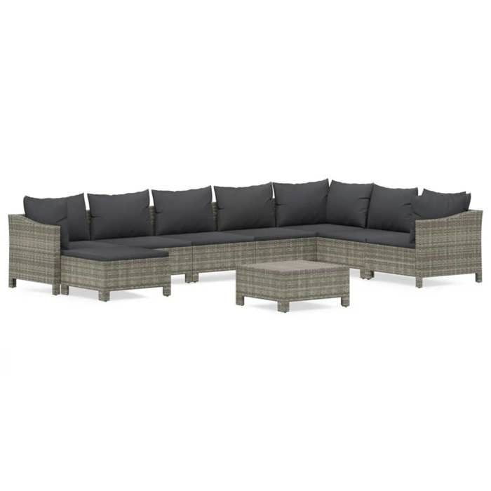 VidaXL Salon de Jardin avec Coussins 9 pcs, Ensemble de Meubles de Terrasse, Mobilier d'Extérieur, Canapé de Patio, Moderne, 3187299