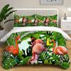 Flamingo Duvet Cover Palm Leaves Comforter Cover For Girls Boys Teens Cute Animal Tropical Botanical Bedding Set Twin King Size