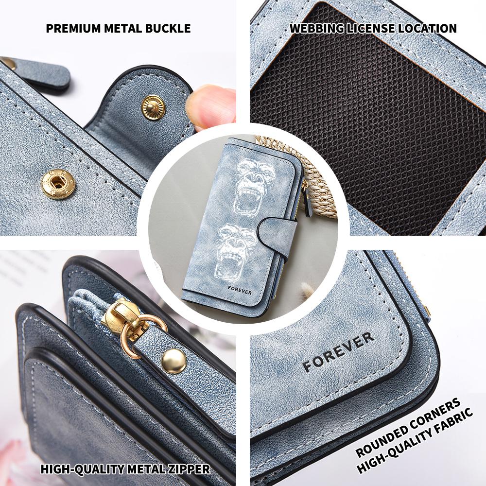 Gorilla Pattern Long Wallet Forever Design PU Leather Large Capacity Multi Card Slot Fashion Purse