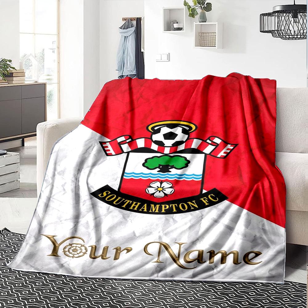 Name Custom Southampton Fc Logo Print Flannel Blanket High Quality Warm Comfortable Cover for All Seasons Perfect for Gifts Home Decor