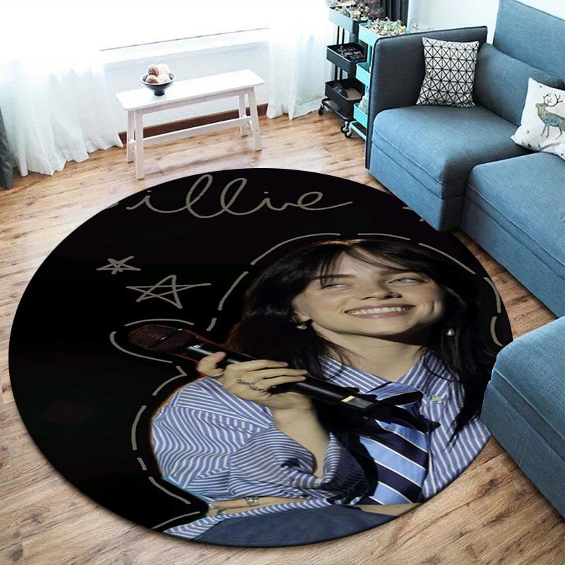 Billie Eilish Round Area Rug,Carpet Rug for Living Room Bedroom Sofa Playroom Decor,Non-slip Floor Mat