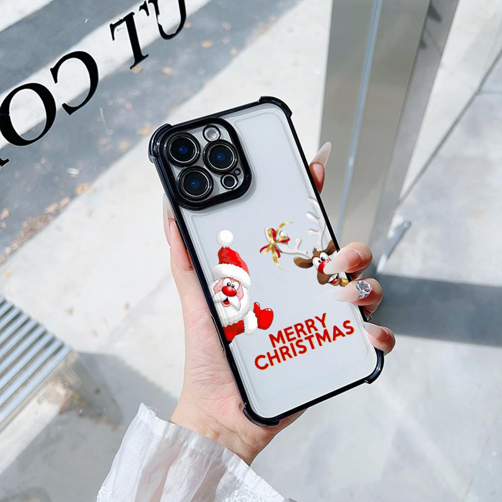 Ae120 Merry Christmas Santa Design Electroplated TPU Phone Cases for Samsung A54 A12 A14 S23 S24 Ultra A55 A15 S20 S21 FE Four Corner Protection Cover