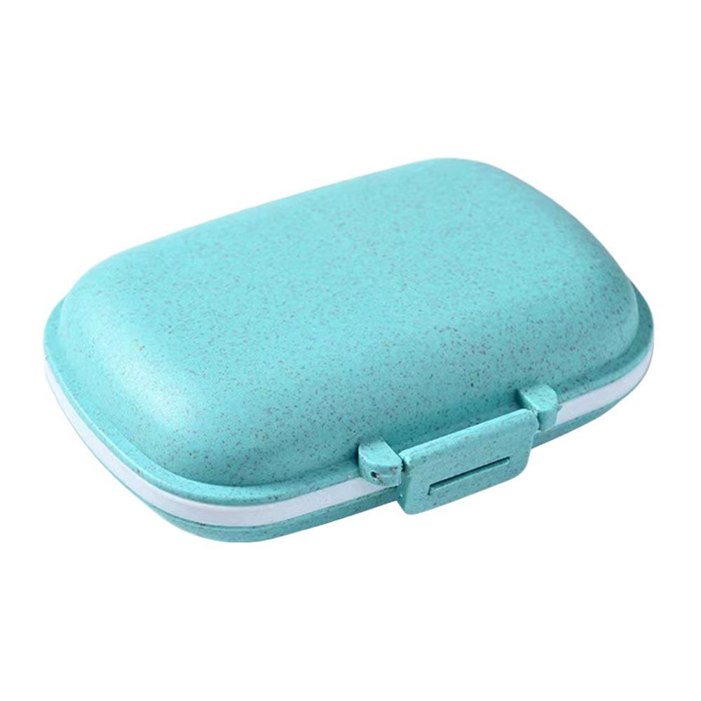 Travel Mini Pill Box Portable 8 Grids Pills Organizer Case Wheat Sealed Weekly Medicine Medicine Organizer Pills