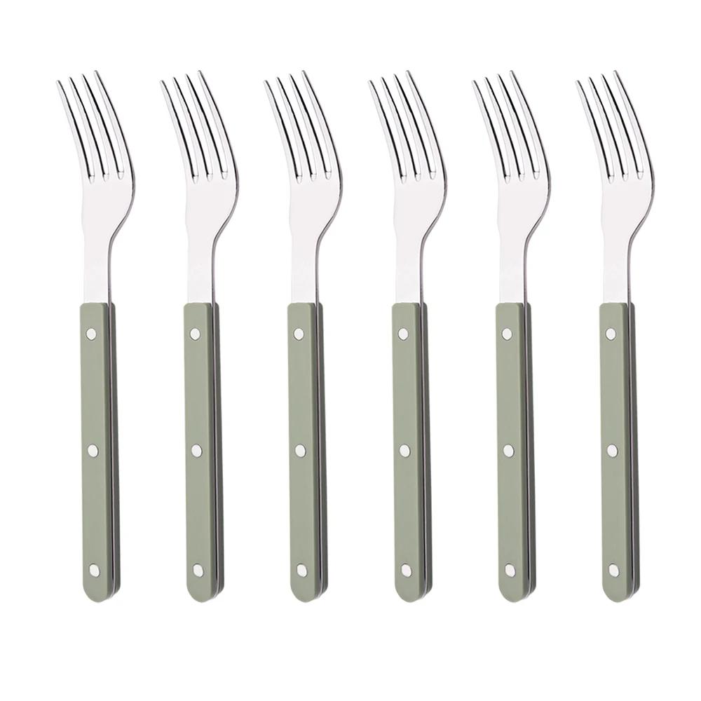 

6/12 шт. Ложка Вилка Бежевый Серебристый Акриловая Ручка Столовые Приборы Зеркальный Набор Столовых Приборов Нержавеющая Сталь Западный Дом Кухня Набор Посуды для Ужина