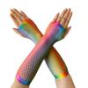2 Paare/los Sexy Kurze Mesh Hohl Punk Regenbogen Fischernetz Handschuhe Weibliche Spitze Elastische Lange Hiphop Sommer Halb Finger Sonnencreme Fäustlinge