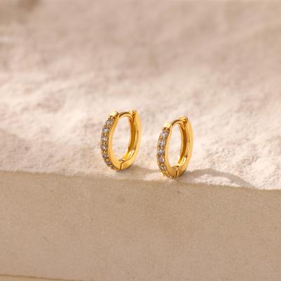 Cubic Zirconic Hoop Huggie Earrings For Women Ladies Gold Color Stainless Steel Circle Earring Jewelry Wedding Best Friend Gifts