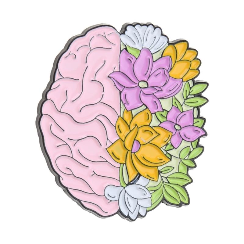 Flower Organ Enamel Pin Cartoon Plant Stomach Lung Intestine Brain Butterfly Brooch Jewelry Gift for Friends Childs