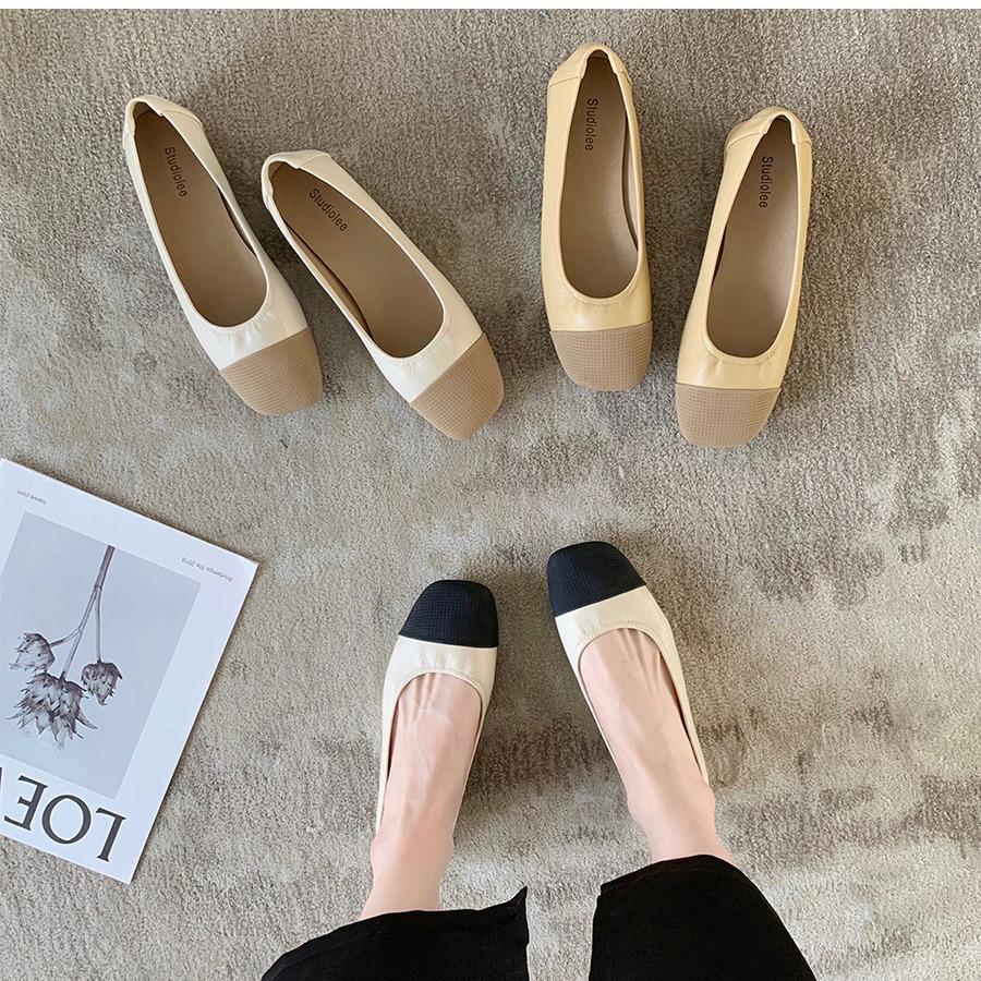 Sheepskin Version~ Grape Mother, the Same Soft-soled Grandma Shoes, Small Fragrant Style Color Matching, Light Mouth Versatile Flat-soled Single Shoes