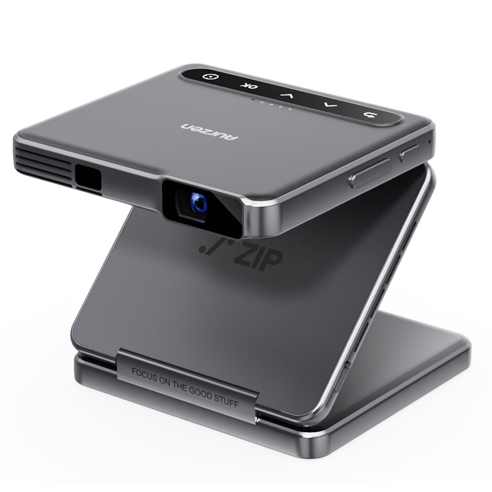 

Aurzen ZIP DLP Автоматична корекція трапецеїдальних спотворень Bluetooth Стельовий Швидкий Сірий Проектор, Ультралегкий (280 гр), Компактний, короткофокусний, трискладний проєктор, 720P/1080P сірий колір