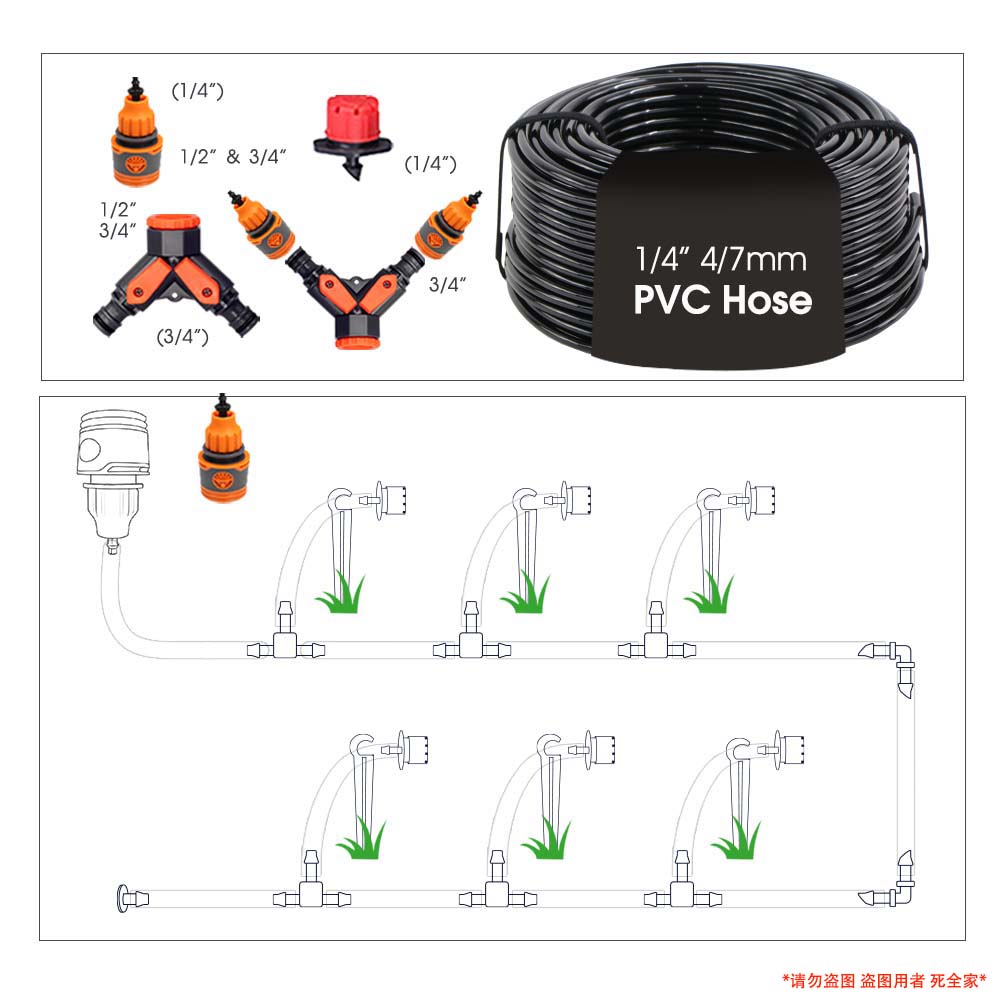 Set di Irrigazione Timer a Pulsante LCD da Giardino 30-5m 0-80L/H Ugello Rotante Regolabile Display Intelligente Sistema di Irrigazione Automatico